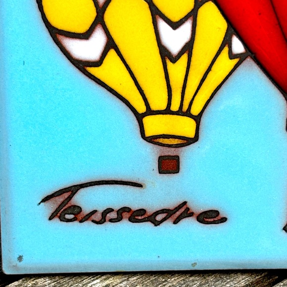 Artist ,Cleo Teissedre Hot Air Balloons Hand Painted Ceramic Tile - Picture 4 of 7